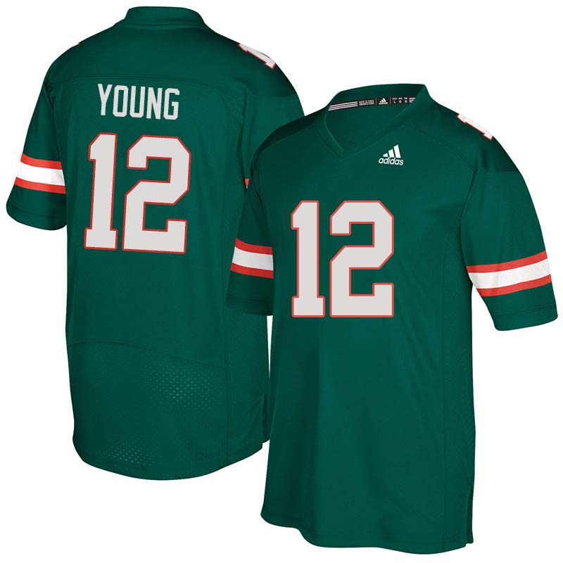 Adidas Miami Hurricanes #12 Malek Young College Football Jerseys Sale-Green